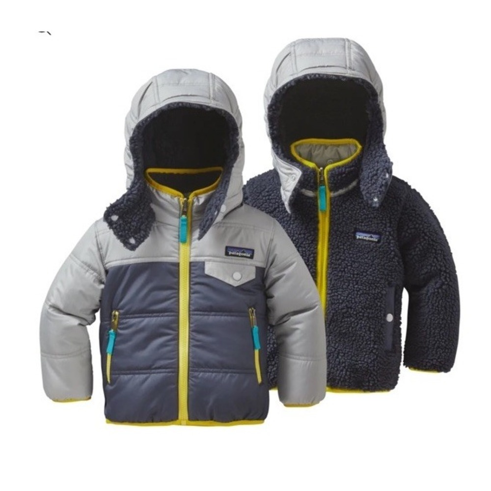 PATAGONIA Tribbles Reversible Insulated Hooded Jacket Forest /Sherpa Boys 6-12M